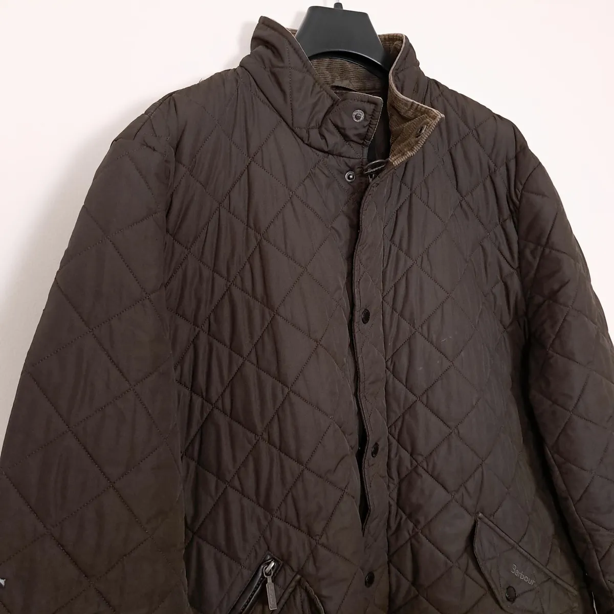 Barbour Dark Olive Green Brown Quilted Jacket XL - Image 2