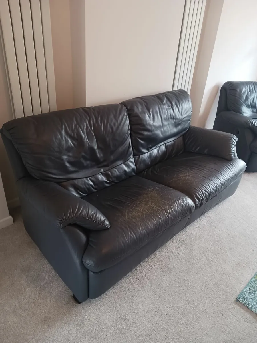 Leather Sofa and Recliner Armchair for sale - Image 1