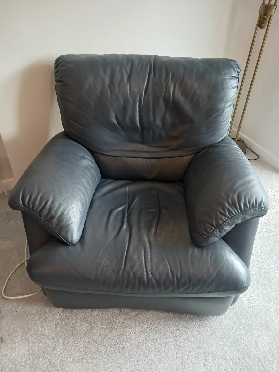 Leather Sofa and Recliner Armchair for sale - Image 2