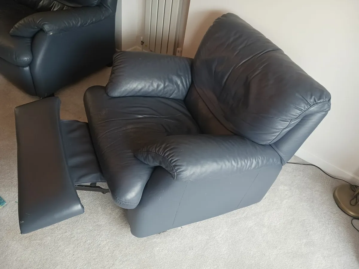 Leather Sofa and Recliner Armchair for sale - Image 3
