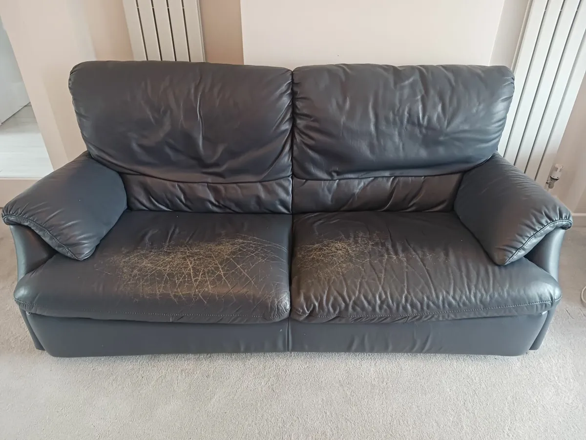 Leather Sofa and Recliner Armchair for sale - Image 4