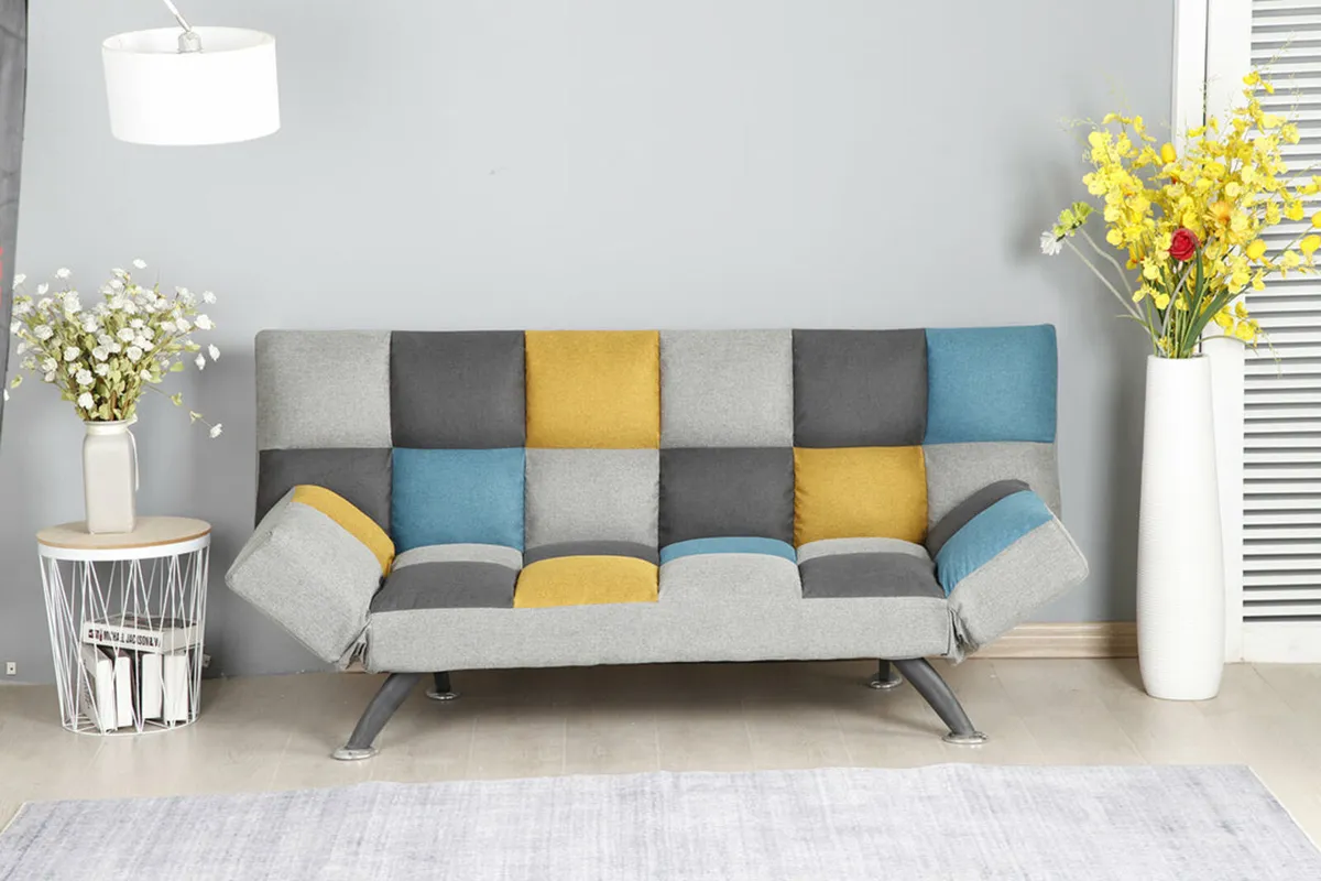 Brand new Boston yellow blue sofa beds reduced