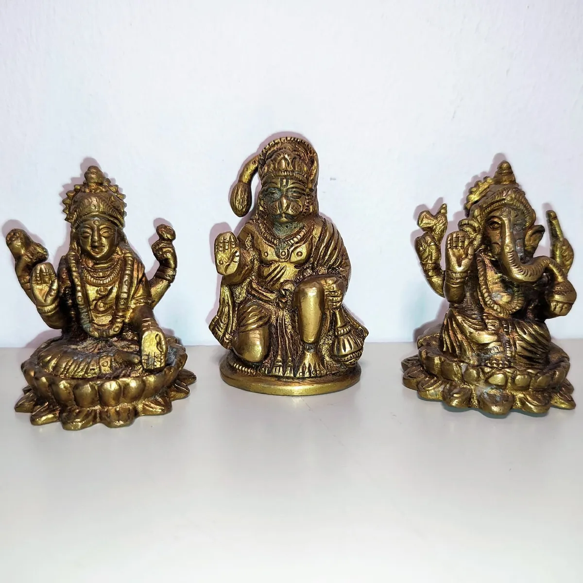 Vintage Brass hindu God Collection Hanuman Lakshmi - Image 1
