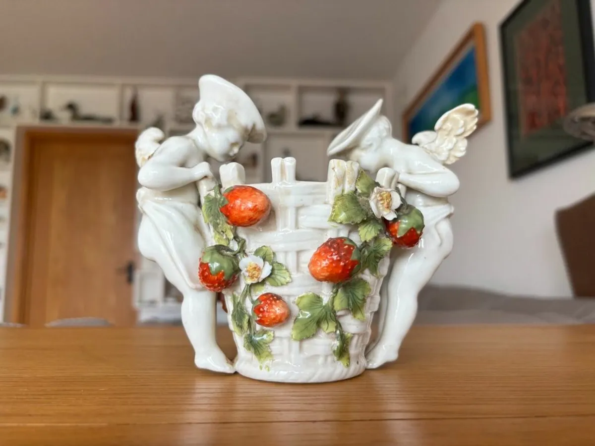 Vintage Porcelain Cherub Strawberry Planter - Image 2