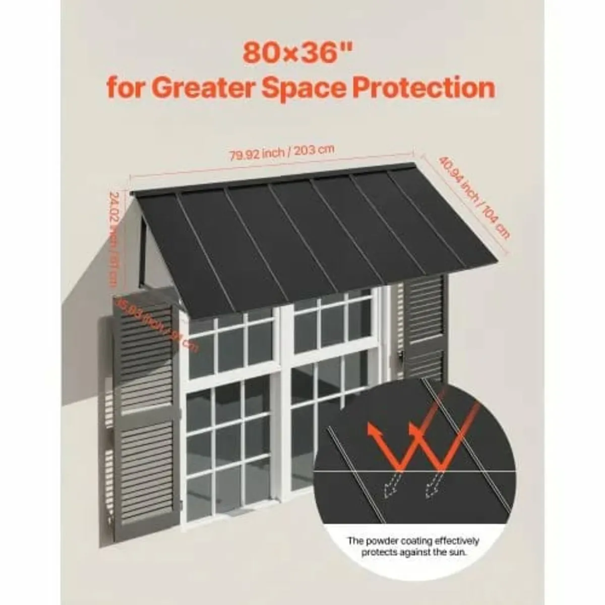 Window Awning Door Canopy 80x36 in Outdoor Patio S - Image 3