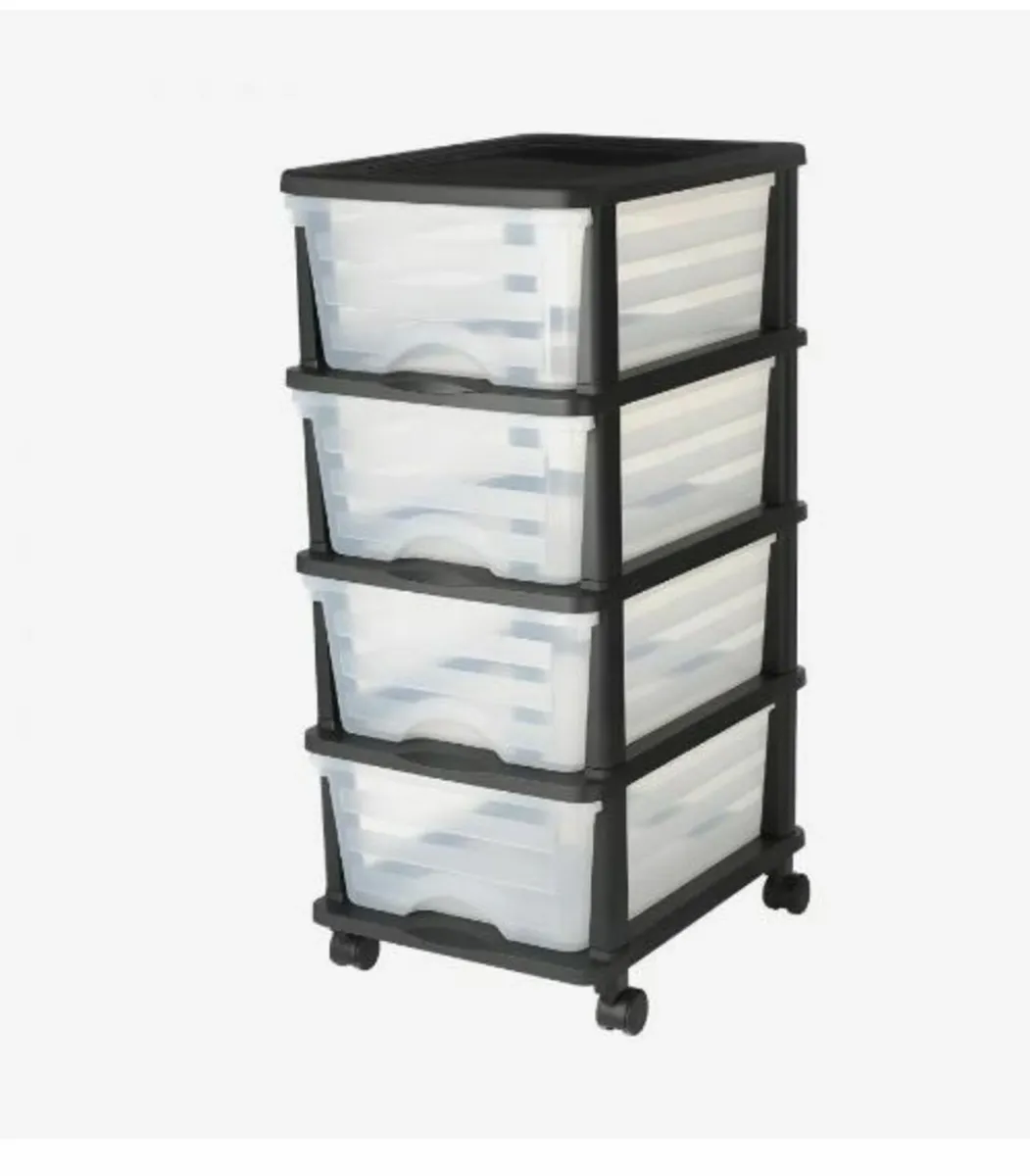 Plastic Storage Drawers Cart, 4 Drawers - Image 4