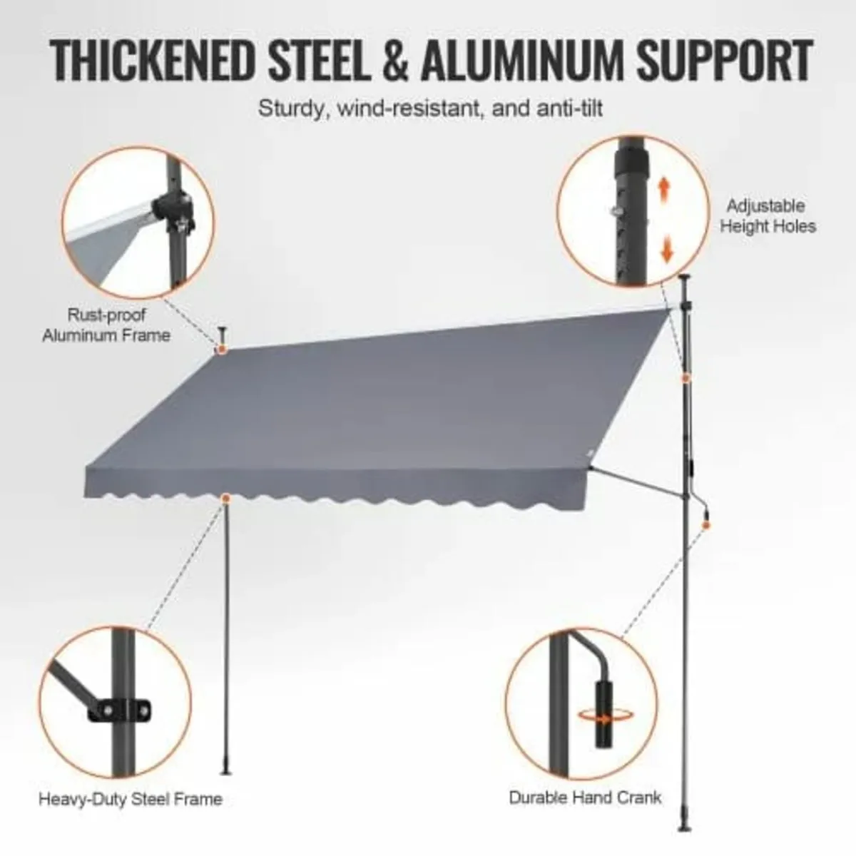138x47" Patio Awning Retractable Awning Sunshade S - Image 3