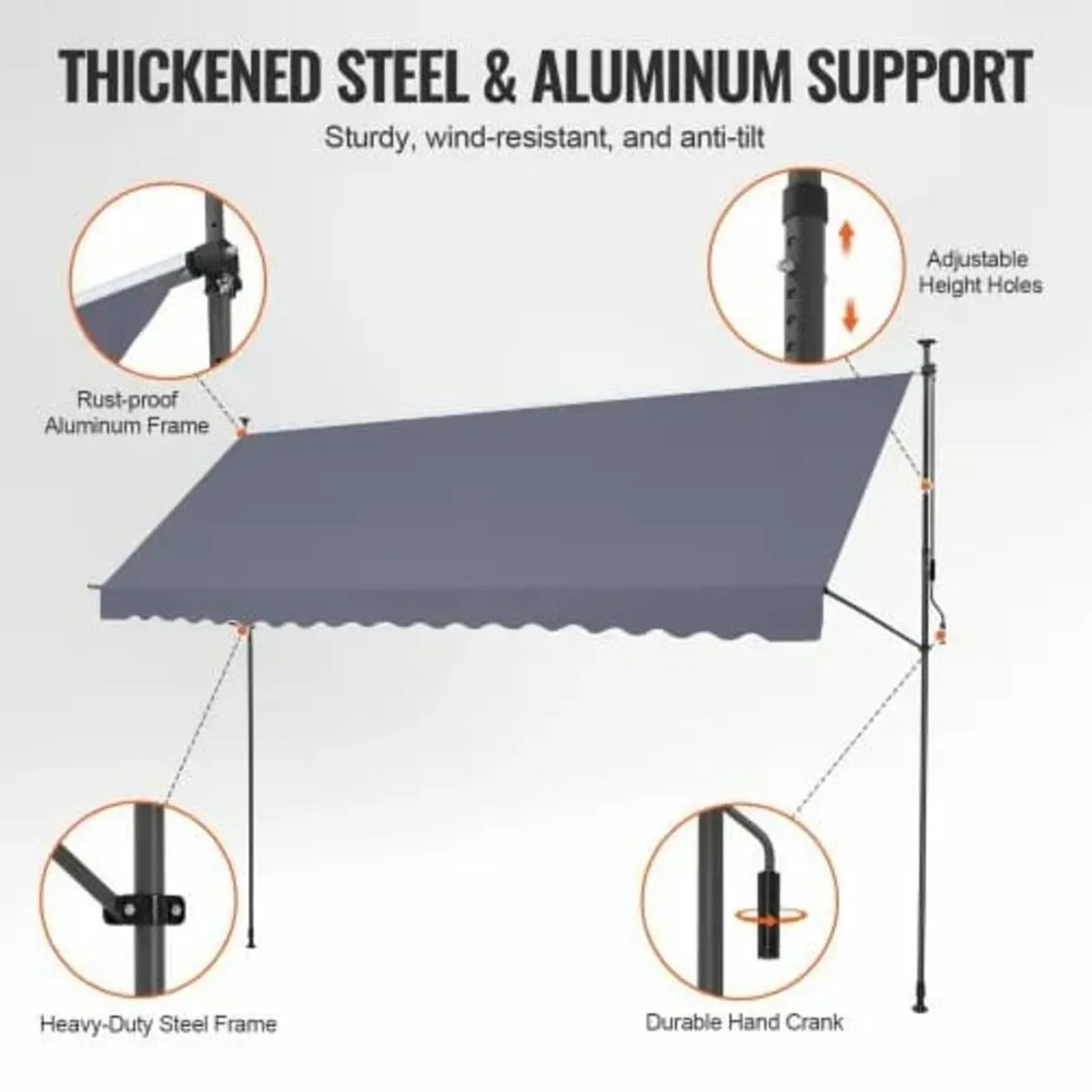 178x47" Patio Awning Retractable Awning Sunshade S - Image 2
