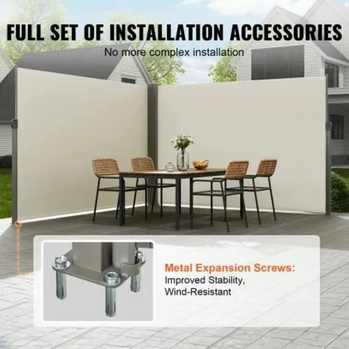 Retractable Side Awning, 79''x 236'' Outdoor Priva - Image 2