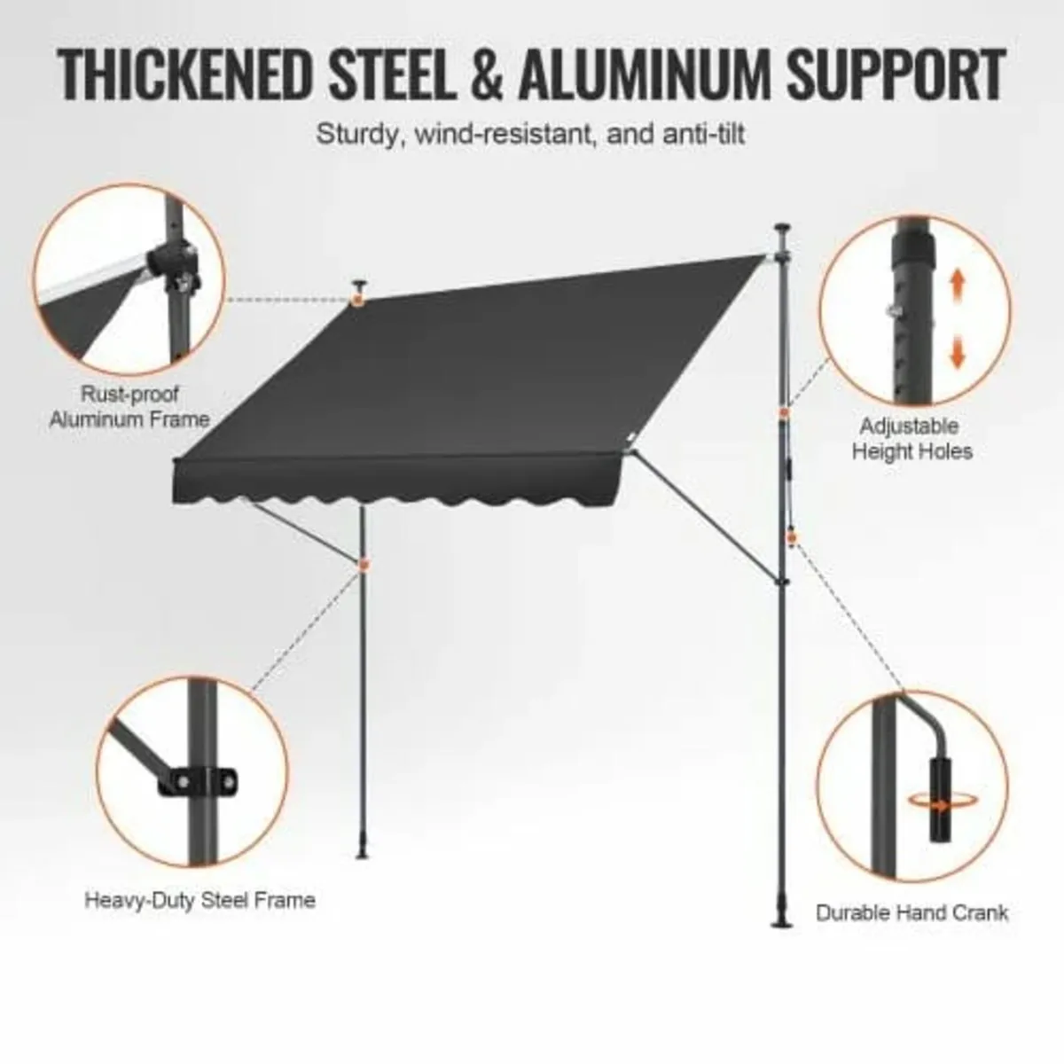 98x47" Patio Awning Retractable Patio Canopy Sunse - Image 2