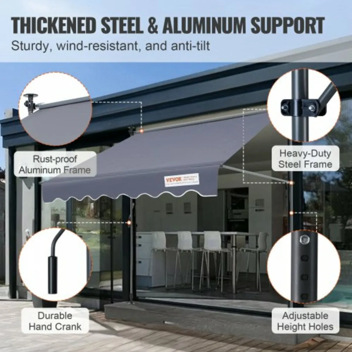 Manual Retractable Awning, 78" Outdoor Retractable - Image 3