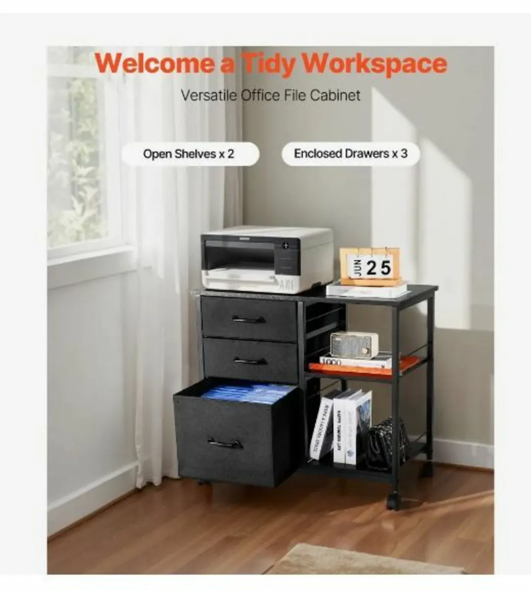 Metal File Cabinet, Mobile Filing Cabinet - Image 1