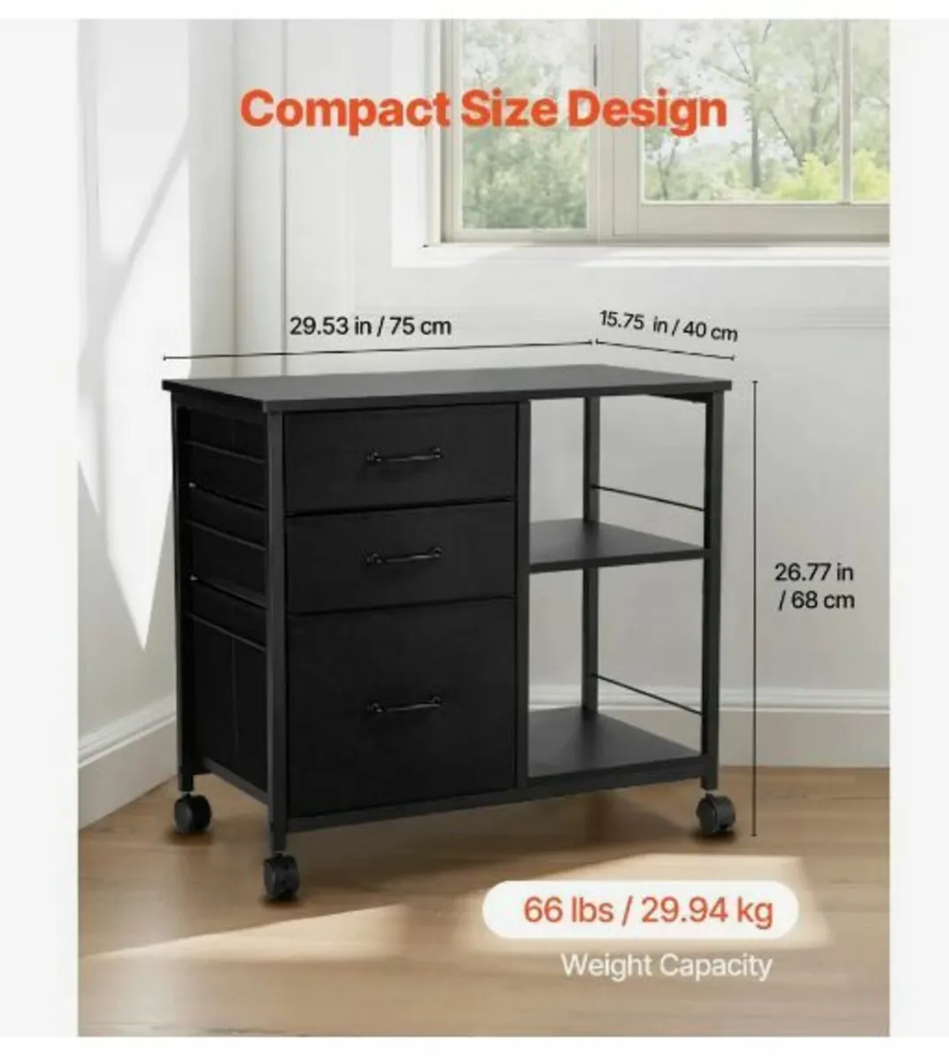Metal File Cabinet, Mobile Filing Cabinet - Image 2