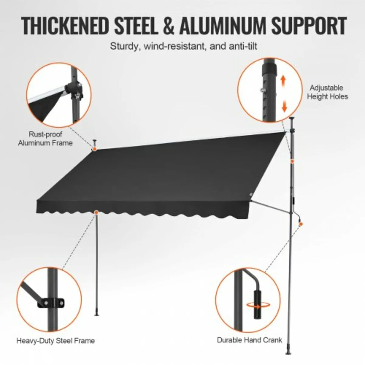 138x47" Patio Awning Retractable Patio Canopy Suns - Image 3