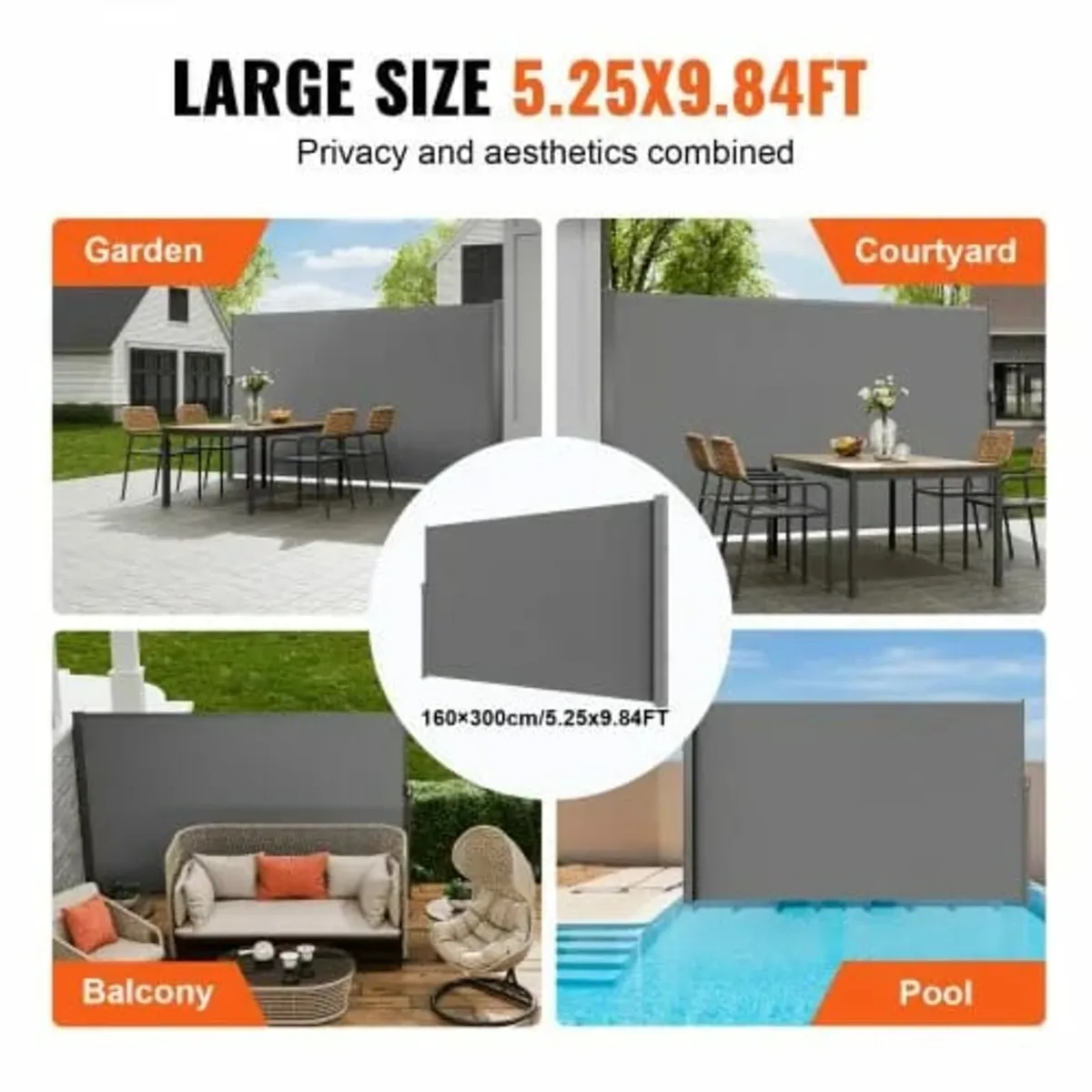 Retractable Side Awning, 63''x 118'' Outdoor Priva - Image 4