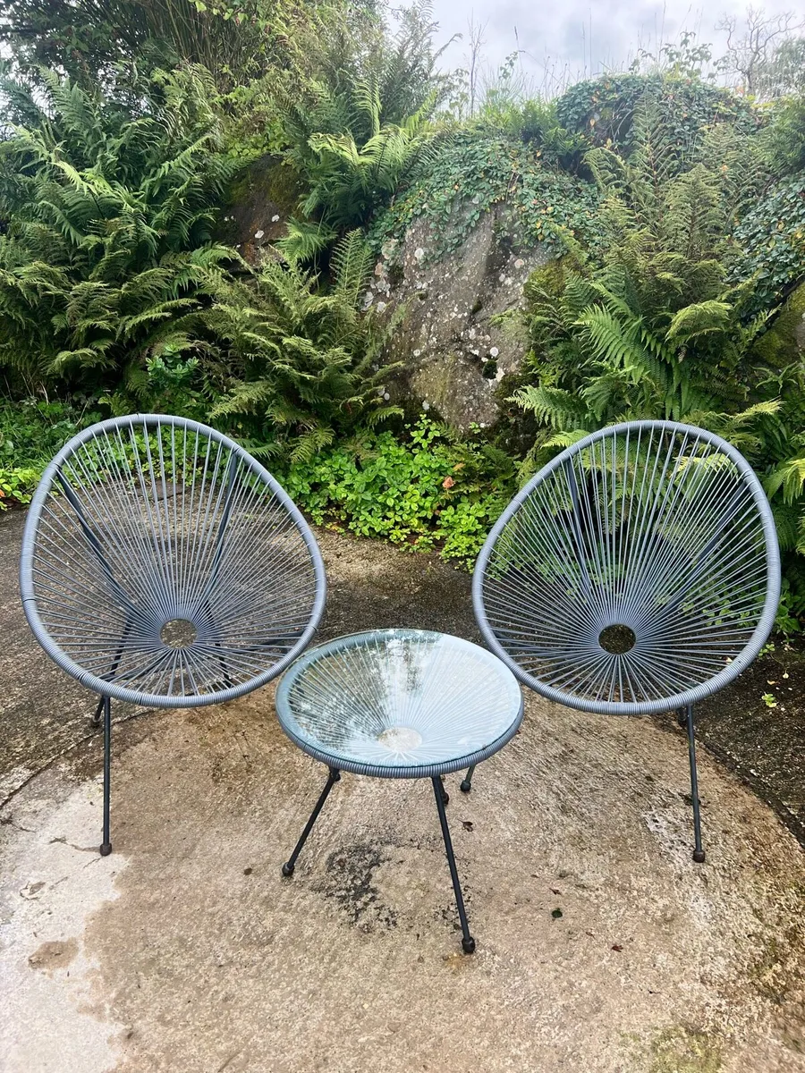 Bistro Set 3pcs Egg String Chair and Table Set - Image 1