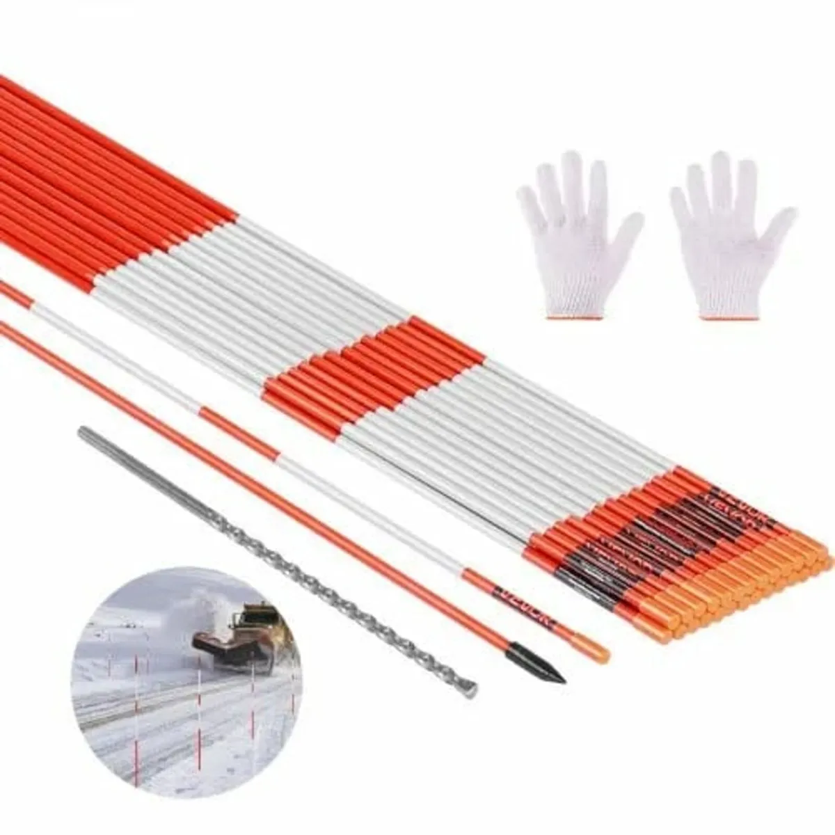 20Pcs Reflective Driveway Markers 1/4" Dia 48 in S - Image 1