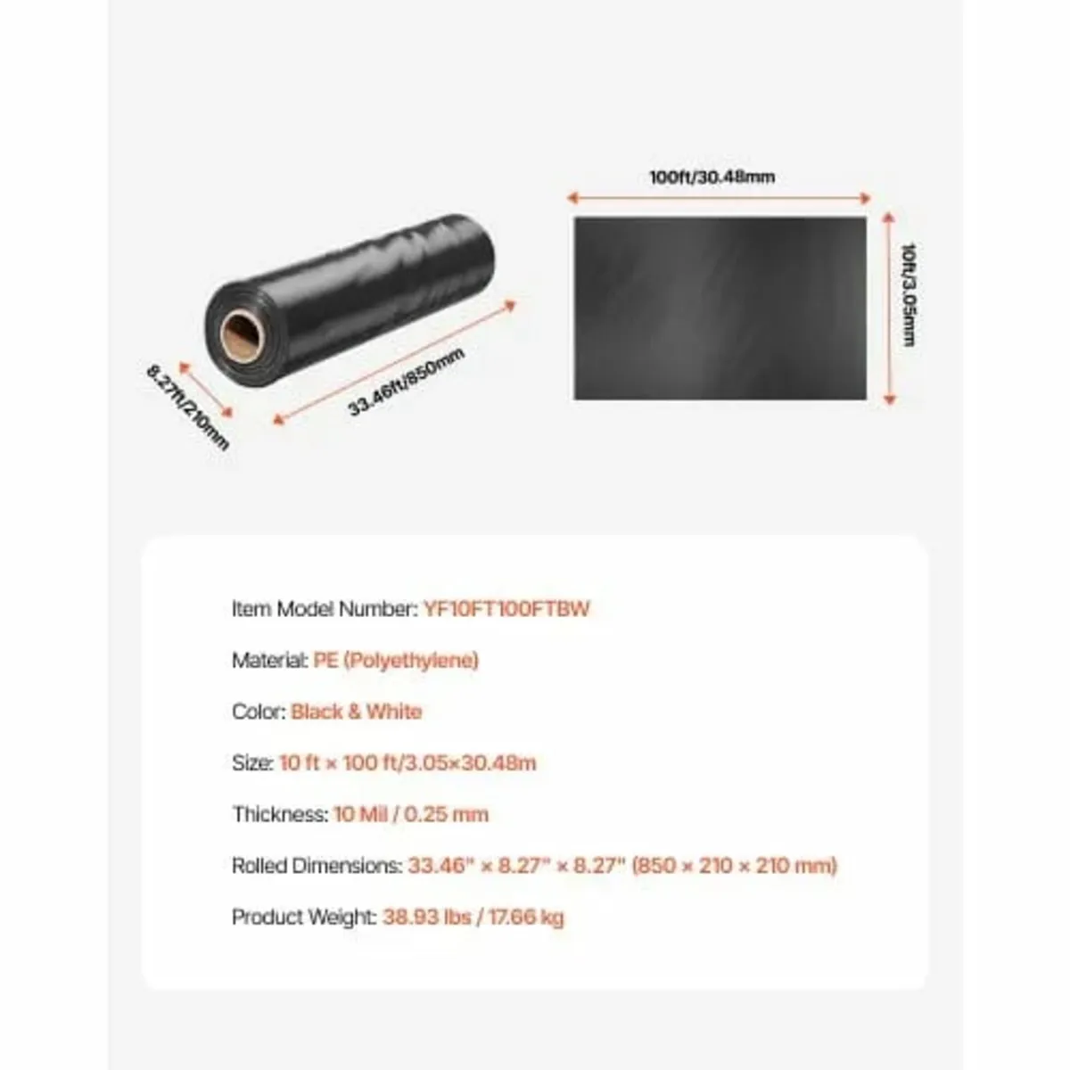 10Mil Plastic Sheeting Roll 10 x 100 FT Heavy Duty - Image 2
