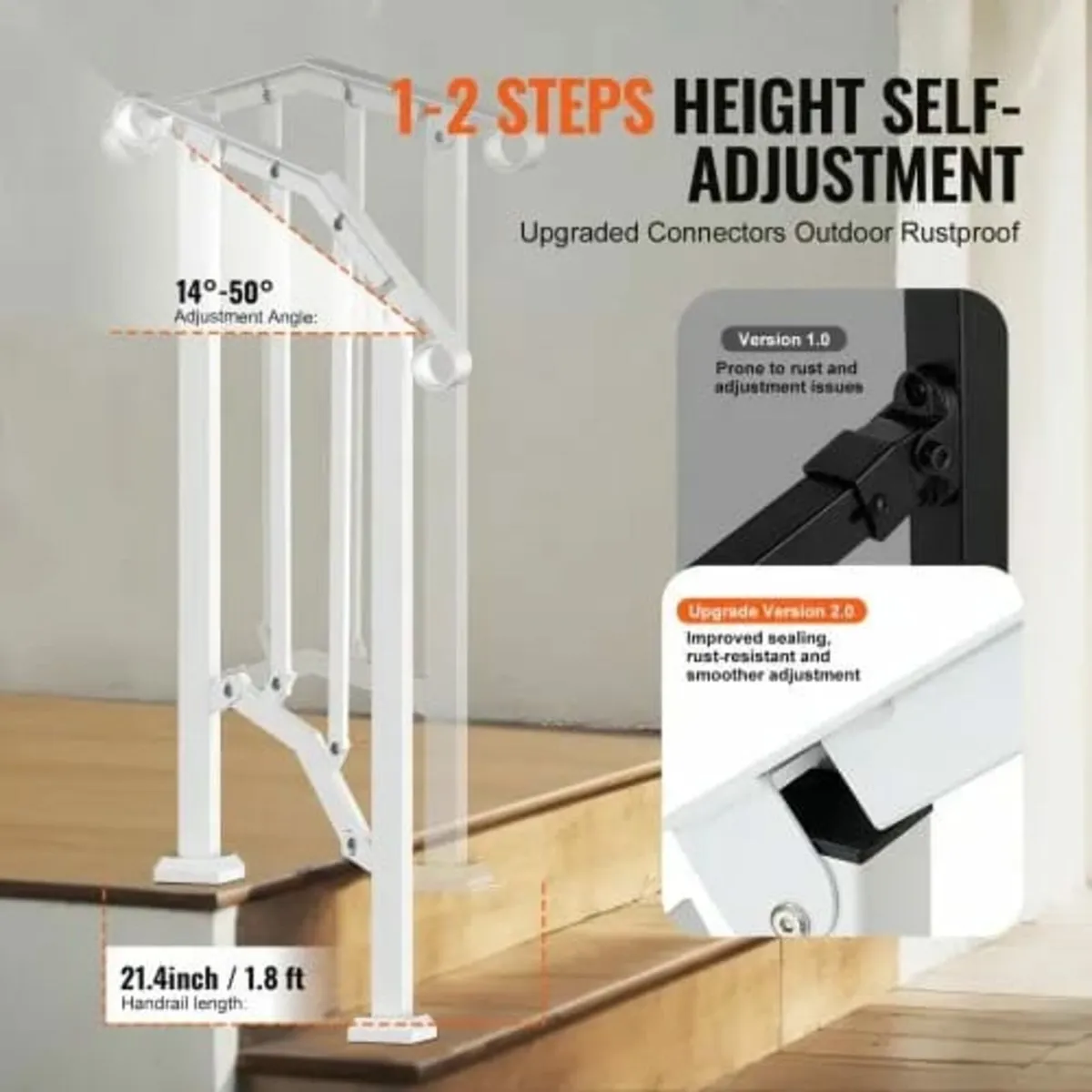 1-2 Step Handrails for Outdoor for Seniors Porch D - Image 4