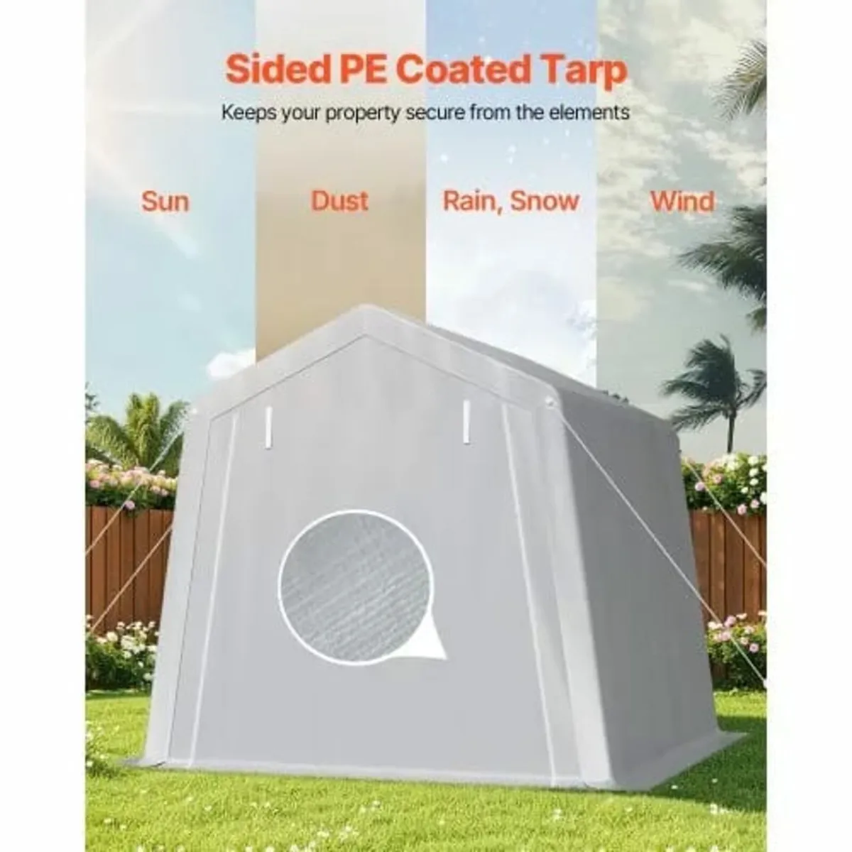 Outdoor Storage Shelter Shed 8x8 ft Waterproof Car - Image 2