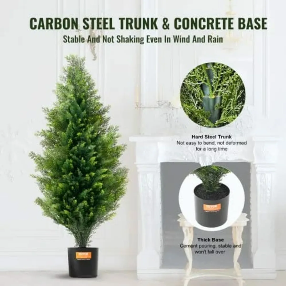 2 Pack 3' Artificial Cedar Topiary Tree Faux Plant - Image 3