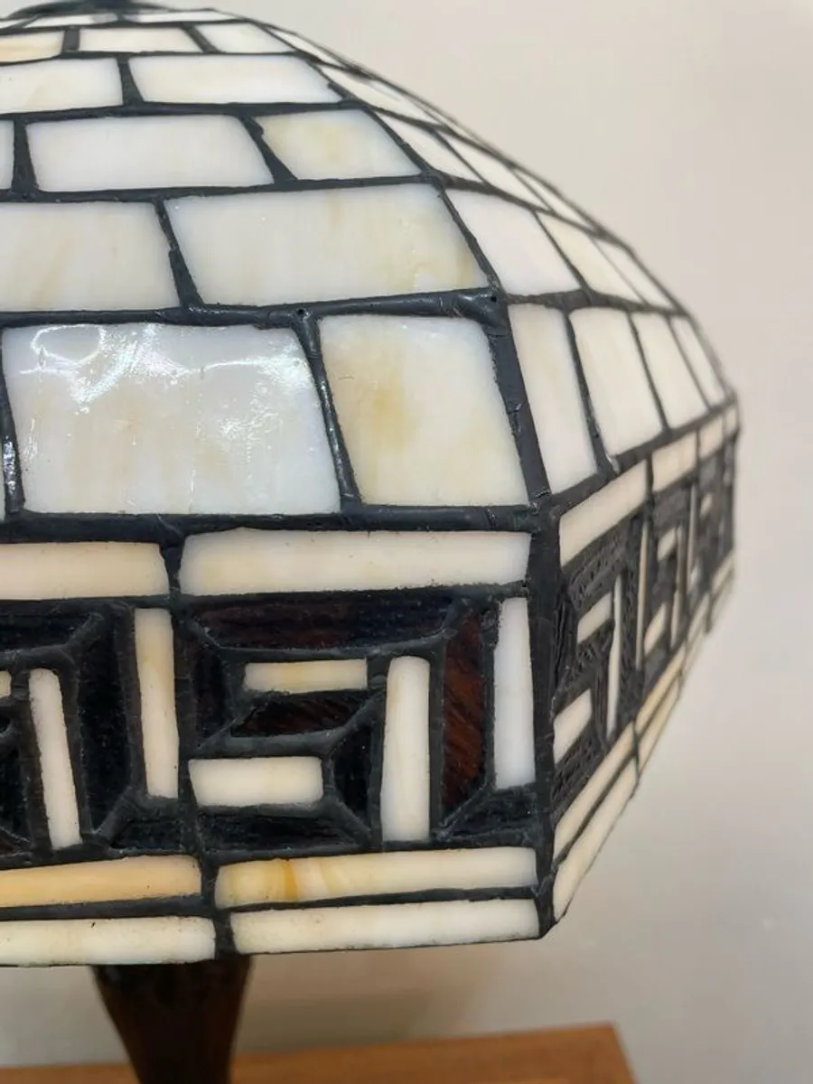 Tiffany Style Mosaic Lamp with Coral Shade - Image 2