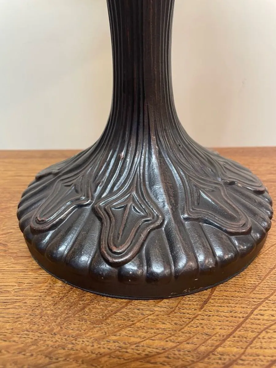 Tiffany Style Mosaic Lamp with Coral Shade - Image 3