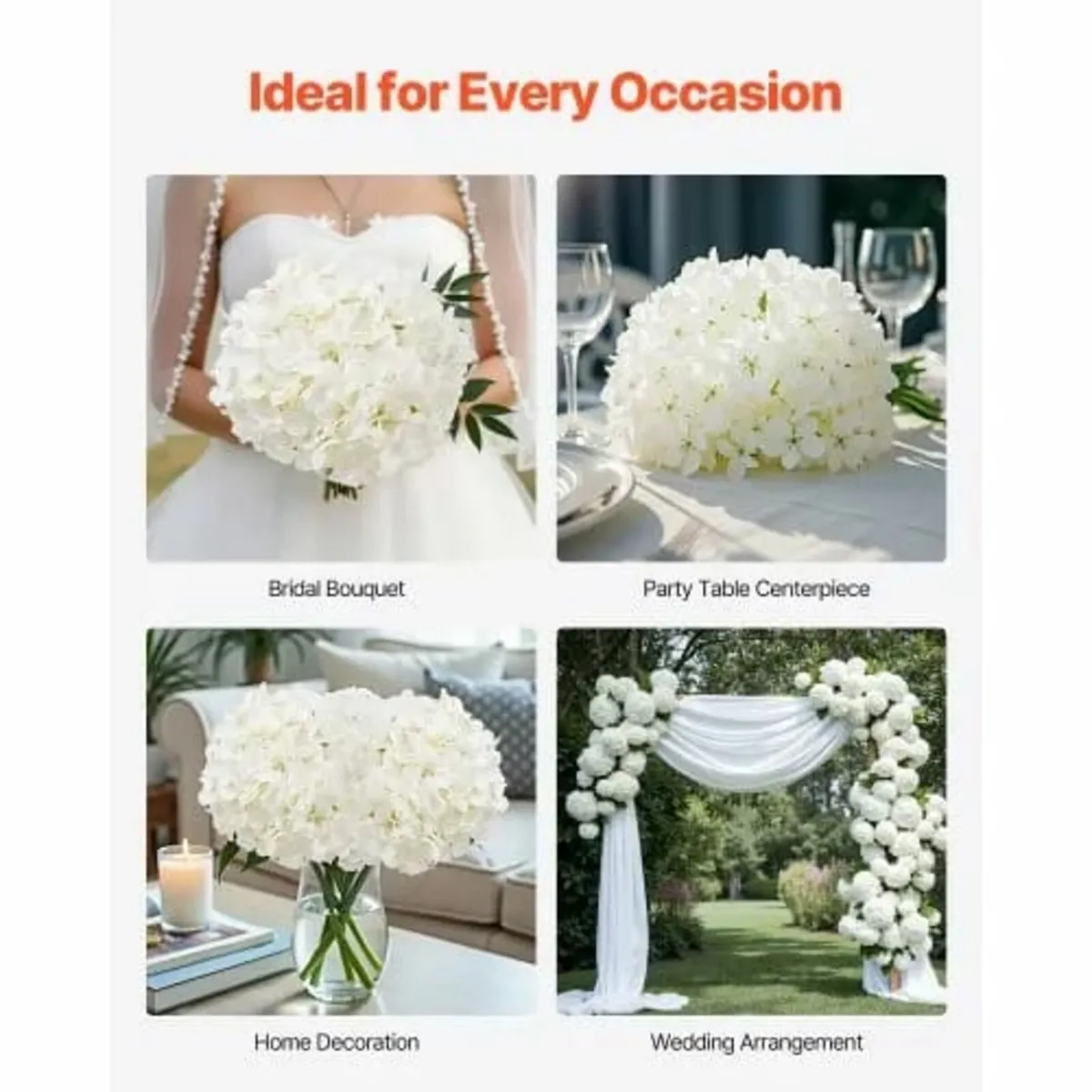 205 Pcs Artificial Silk Hydrangea Flowers 9.8 In B - Image 4