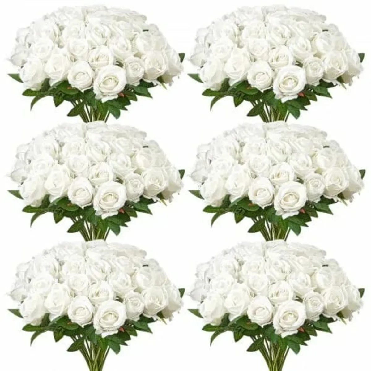 120 Pcs White Roses Artificial Flowers Realistic B - Image 1
