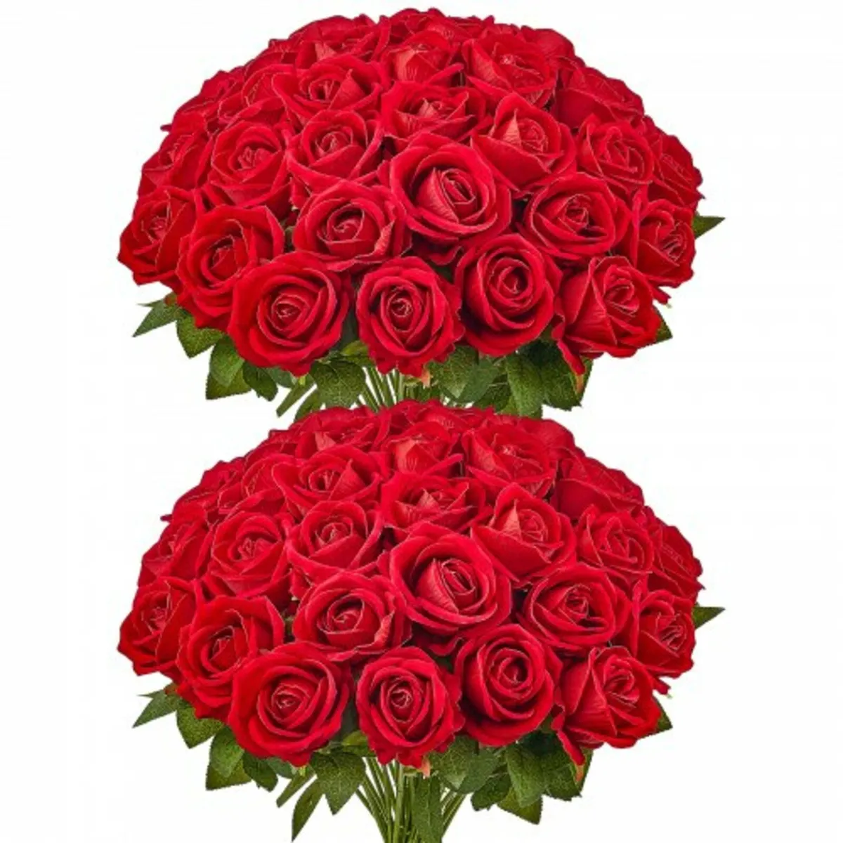 60 Pcs Red Roses Artificial Flowers Realistic Bouq - Image 1