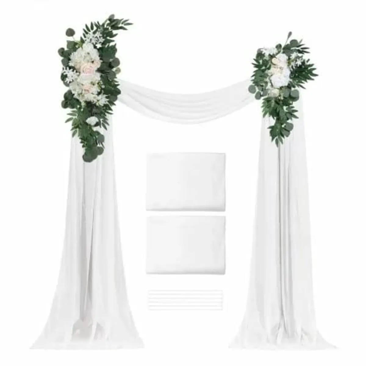 Artificial Wedding Arch Flowers Kit White With 2 P - Image 1