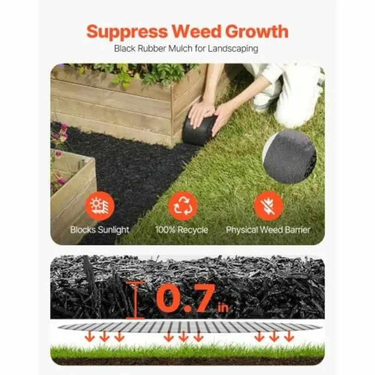 4 Rolls Rubber Mulch Roll for Landscaping 120 x 4. - Image 3