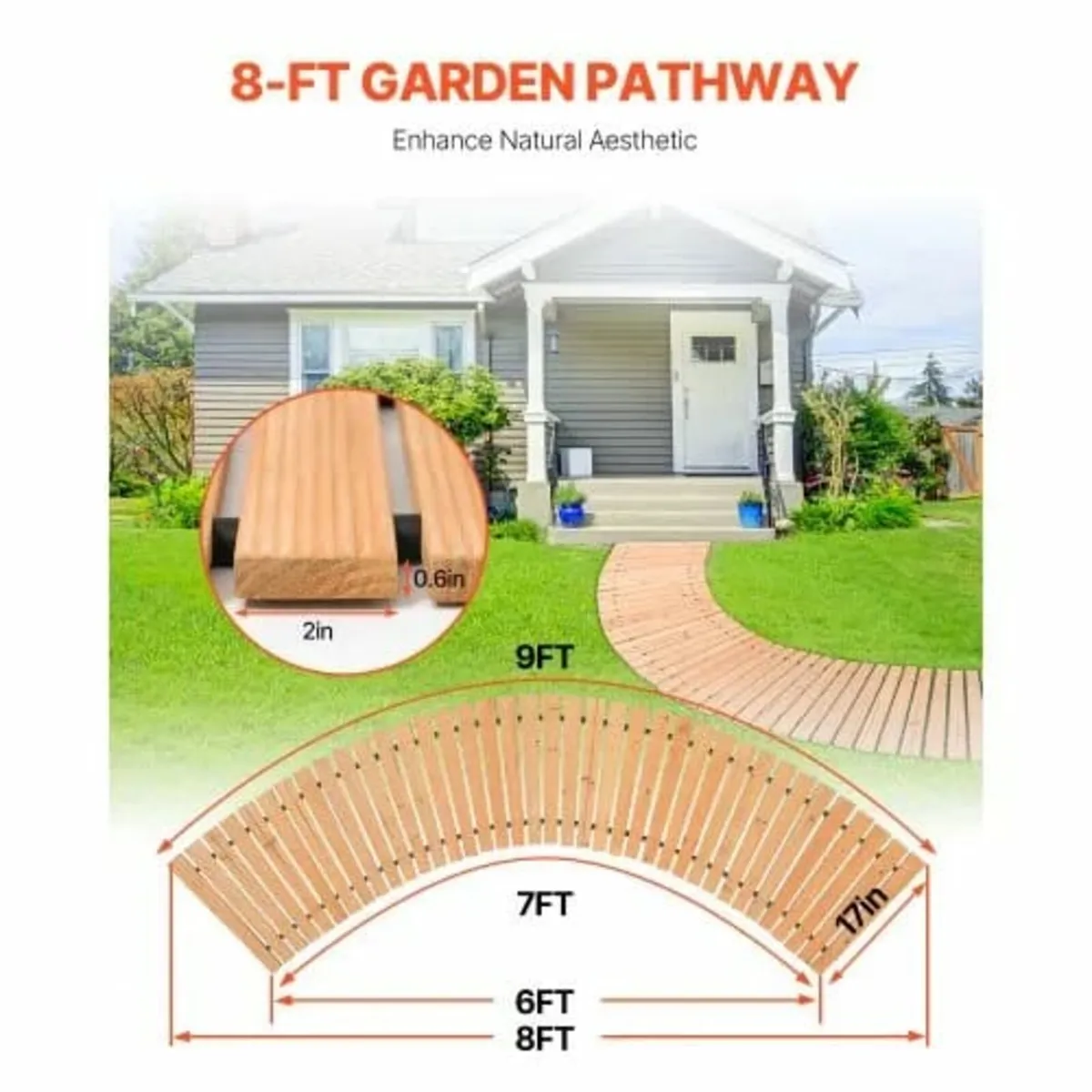8 ft L x 17 in W Curved Wooden Garden Pathway Roll - Image 3