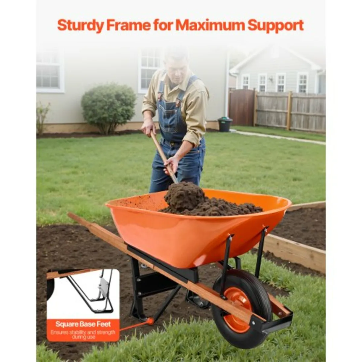 Wheelbarrow Cart 2 Wheels Garden Dump Cart 397 lbs - Image 3