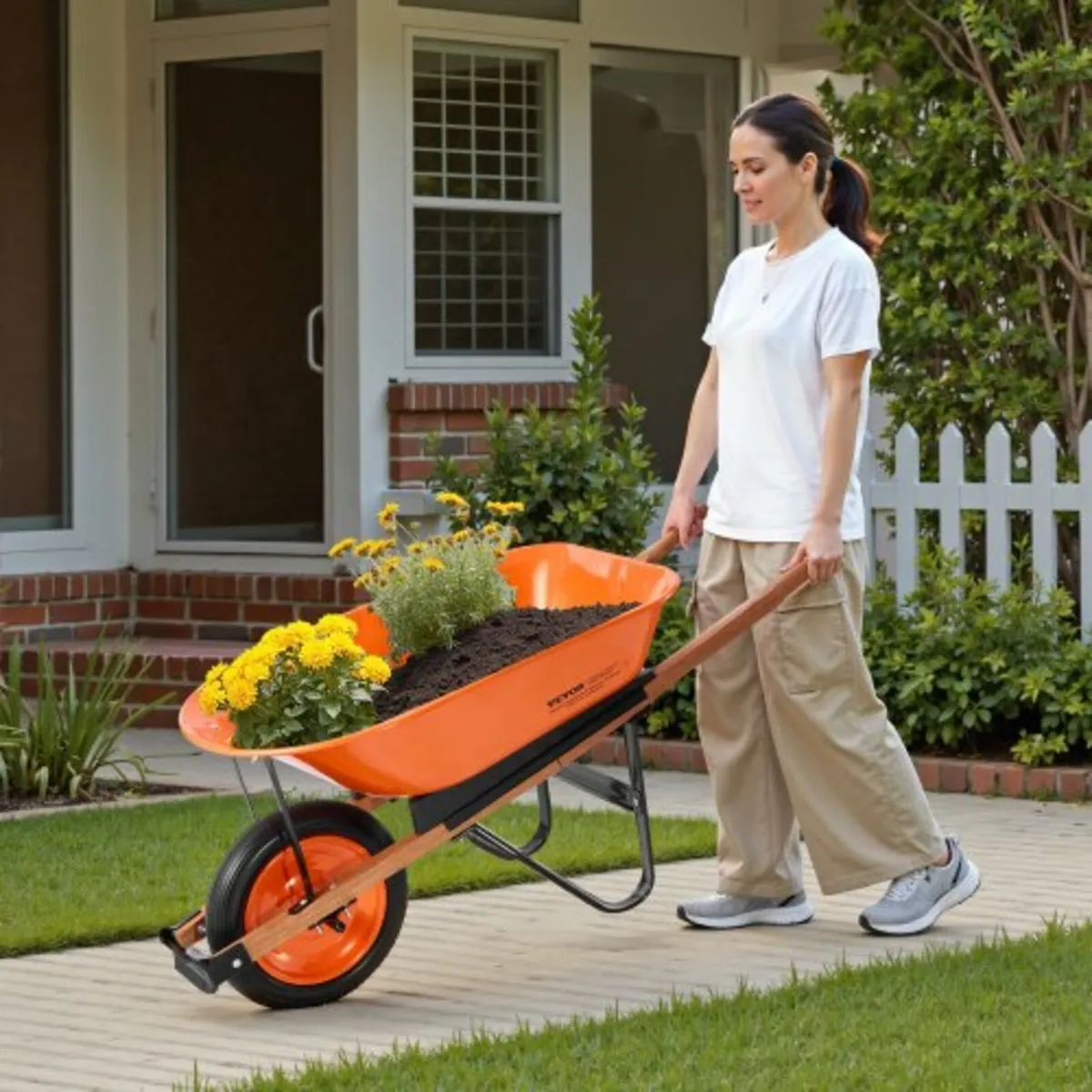 Wheelbarrow Cart One Wheel Garden Dump Cart 330 lb - Image 3