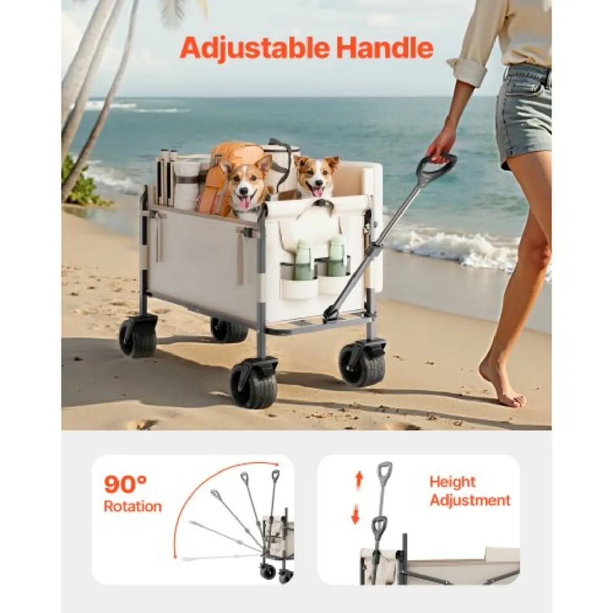 Foldable Wagon Cart Converts to Bench 550lb Load & - Image 2