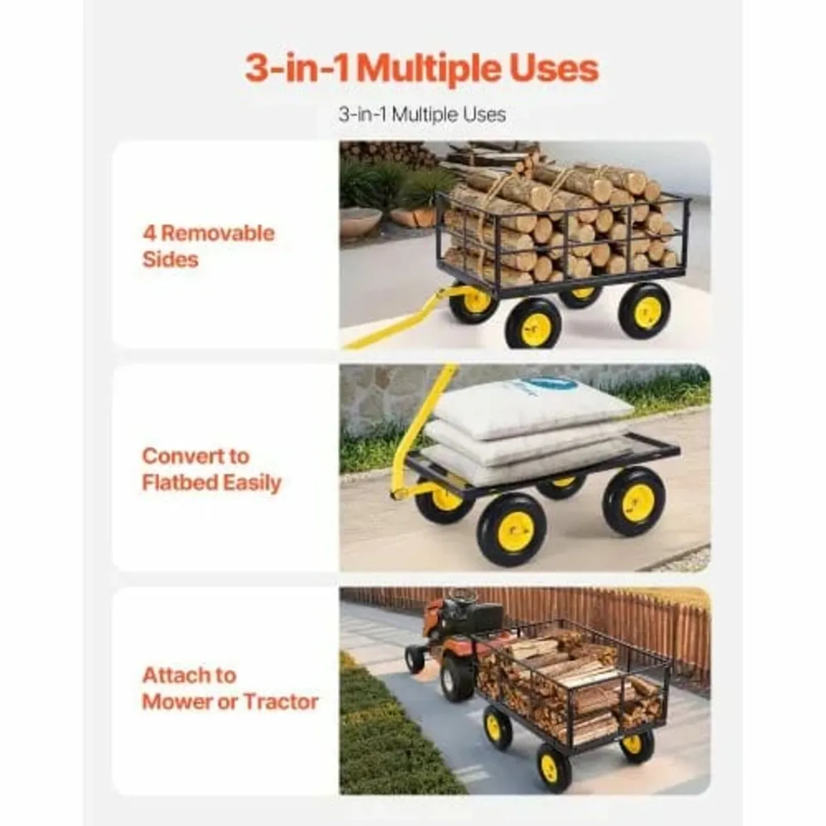 Steel Garden Cart 1400lb Capacity Heavy Duty Yard - Image 2