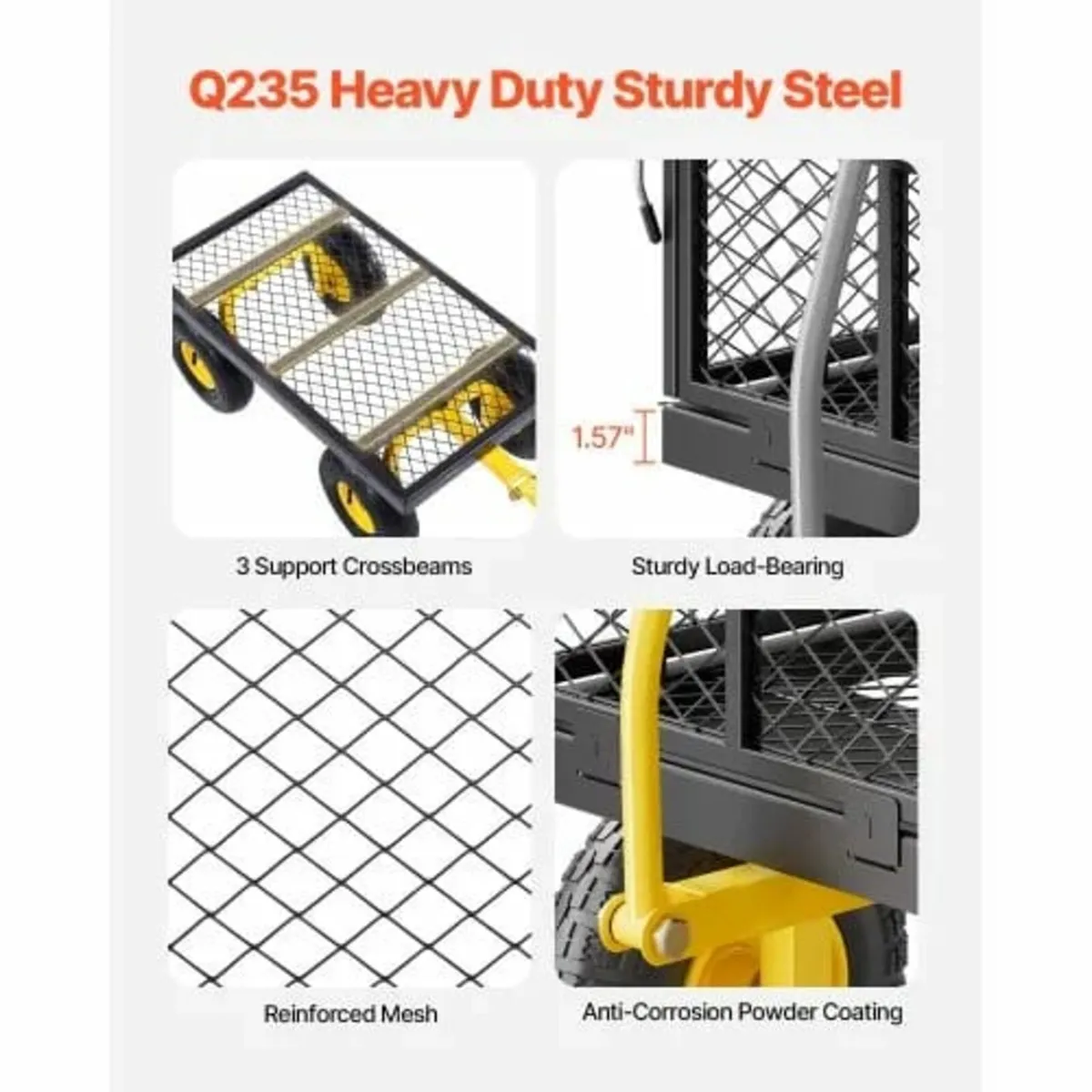 Garden Dump Cart Heavy-duty Metal Yard Carts and W - Image 3