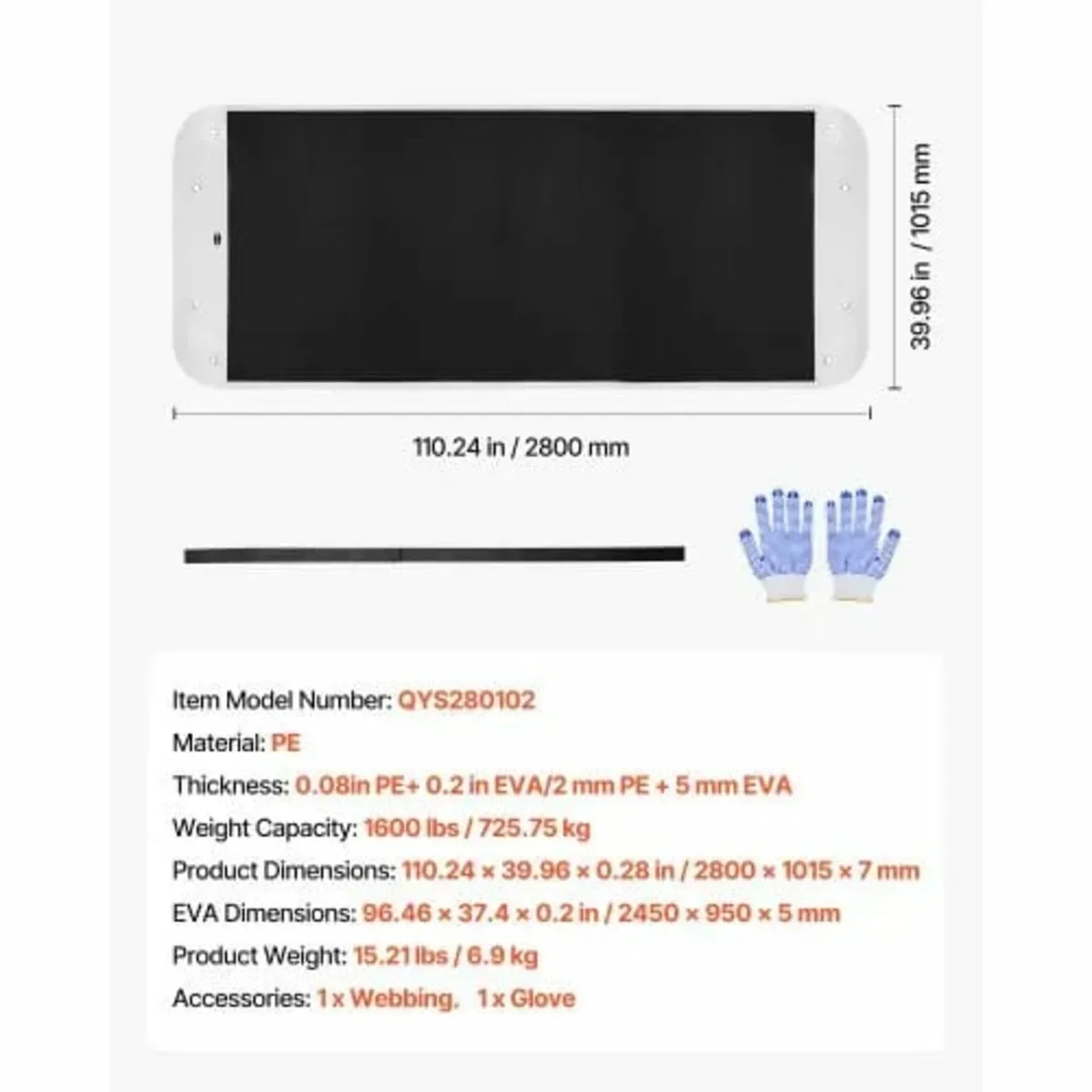 Yard Drag Sled 110 x 40 in 1600lbs Heavy Duty PE G - Image 2