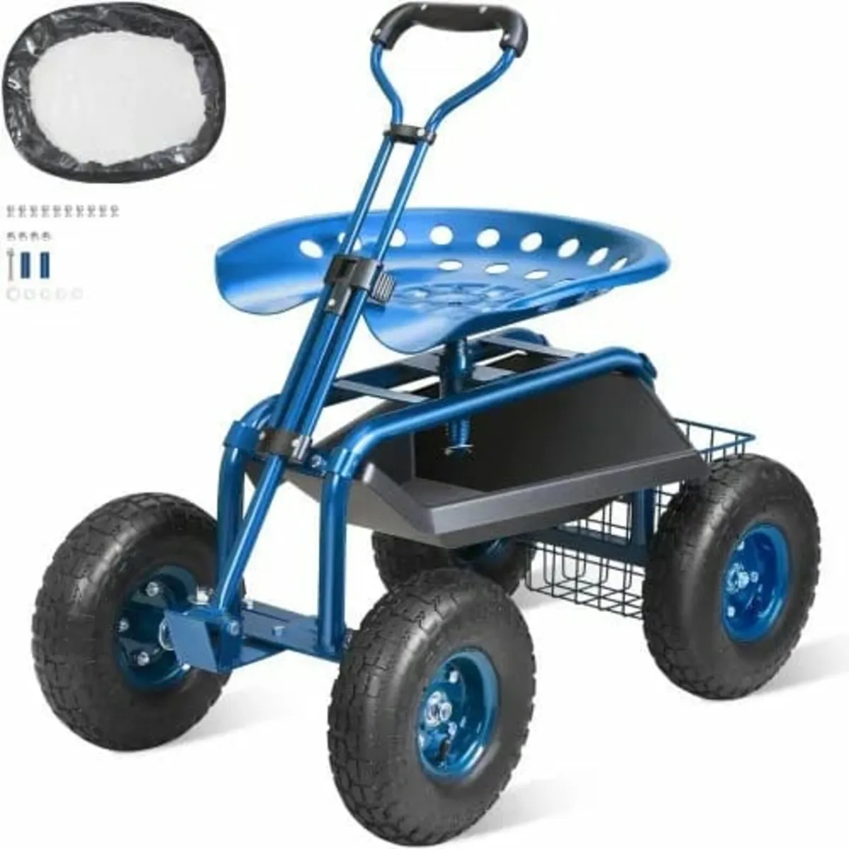 Garden Cart Rolling Workseat with Wheels, Gardenin - Image 1