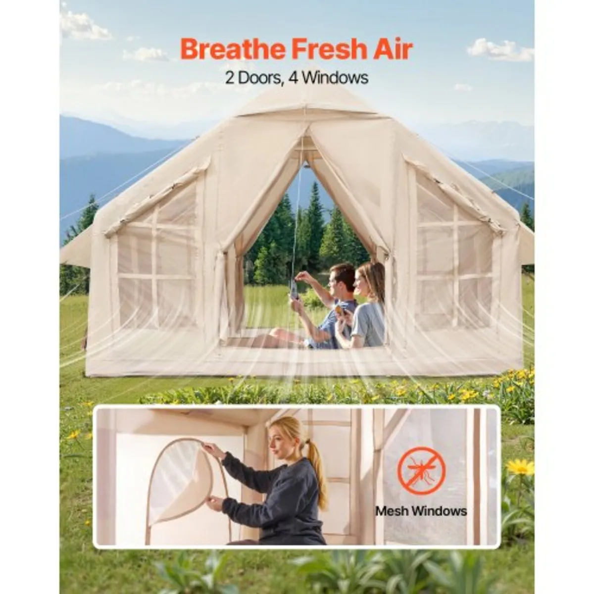 Inflatable Tent for Camping 4-6 Person Glamping Te - Image 3