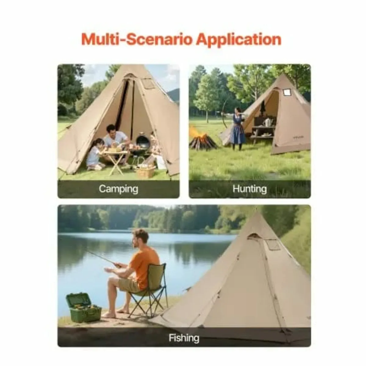 Tipi Hot Tent with Stove Jack Waterproof Portable - Image 4