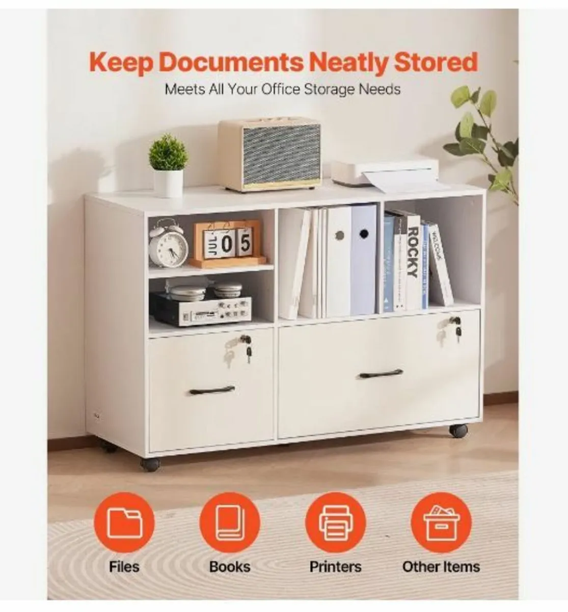 2 Drawer Wooden File Cabinet - Image 2