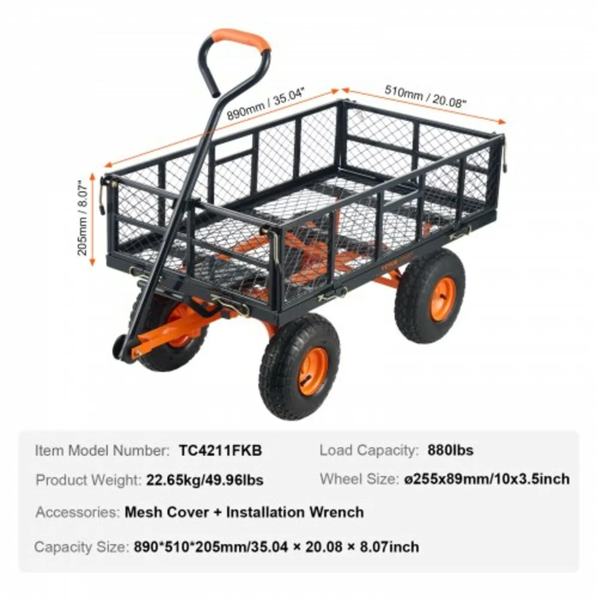 Garden Dump Cart Heavy-duty Metal Yard Carts and W - Image 3