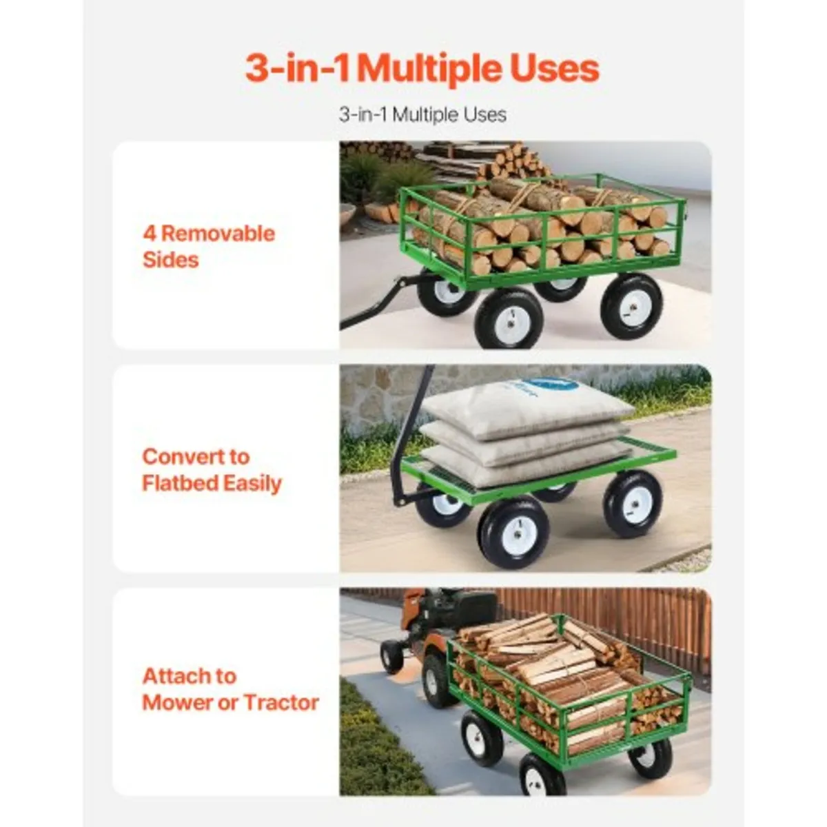 Steel Garden Cart 1200lbs Capacity Heavy Duty Wago - Image 2