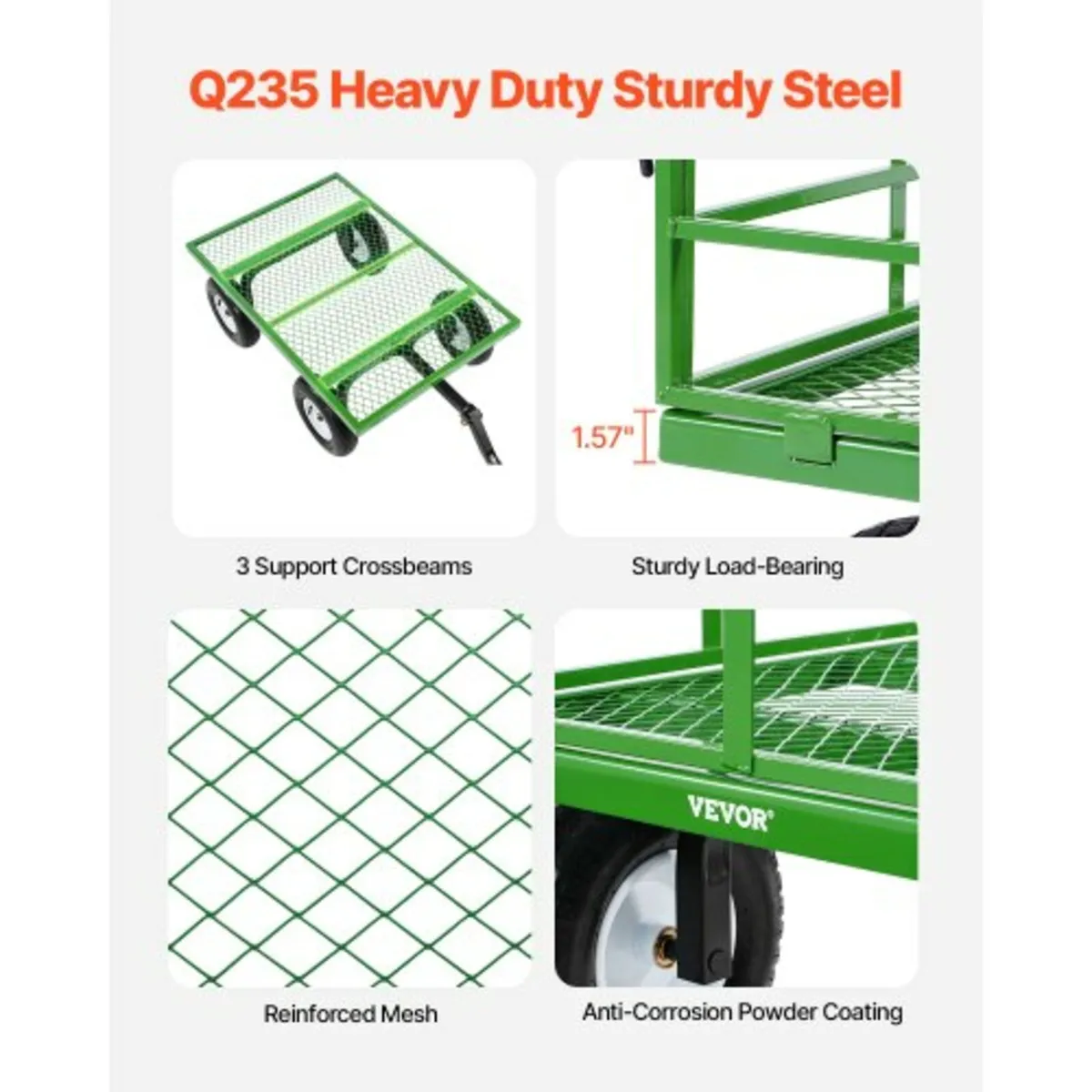 Steel Garden Cart 1200lbs Capacity Heavy Duty Wago - Image 4