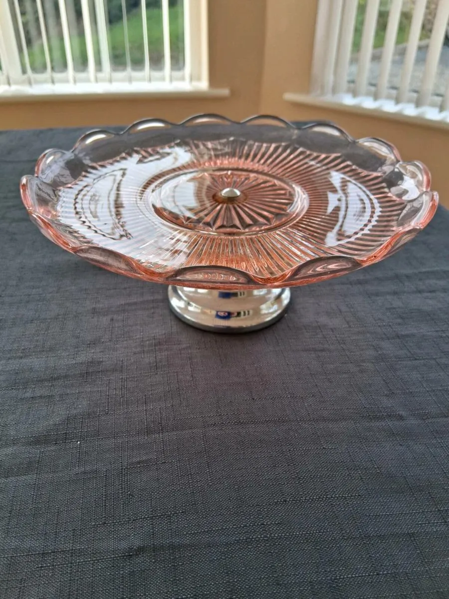 Pink Glass Colour Cake Stand - Image 1