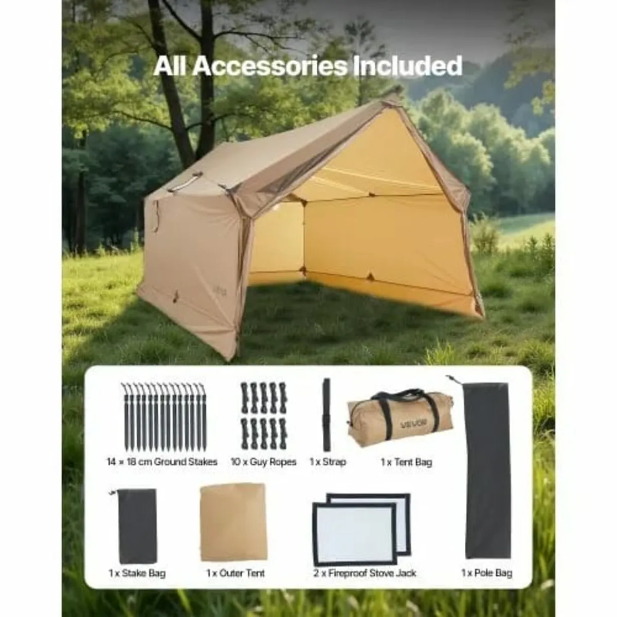 Cabin Hot Tent with Stove Jack Lightweight Waterpr - Image 4