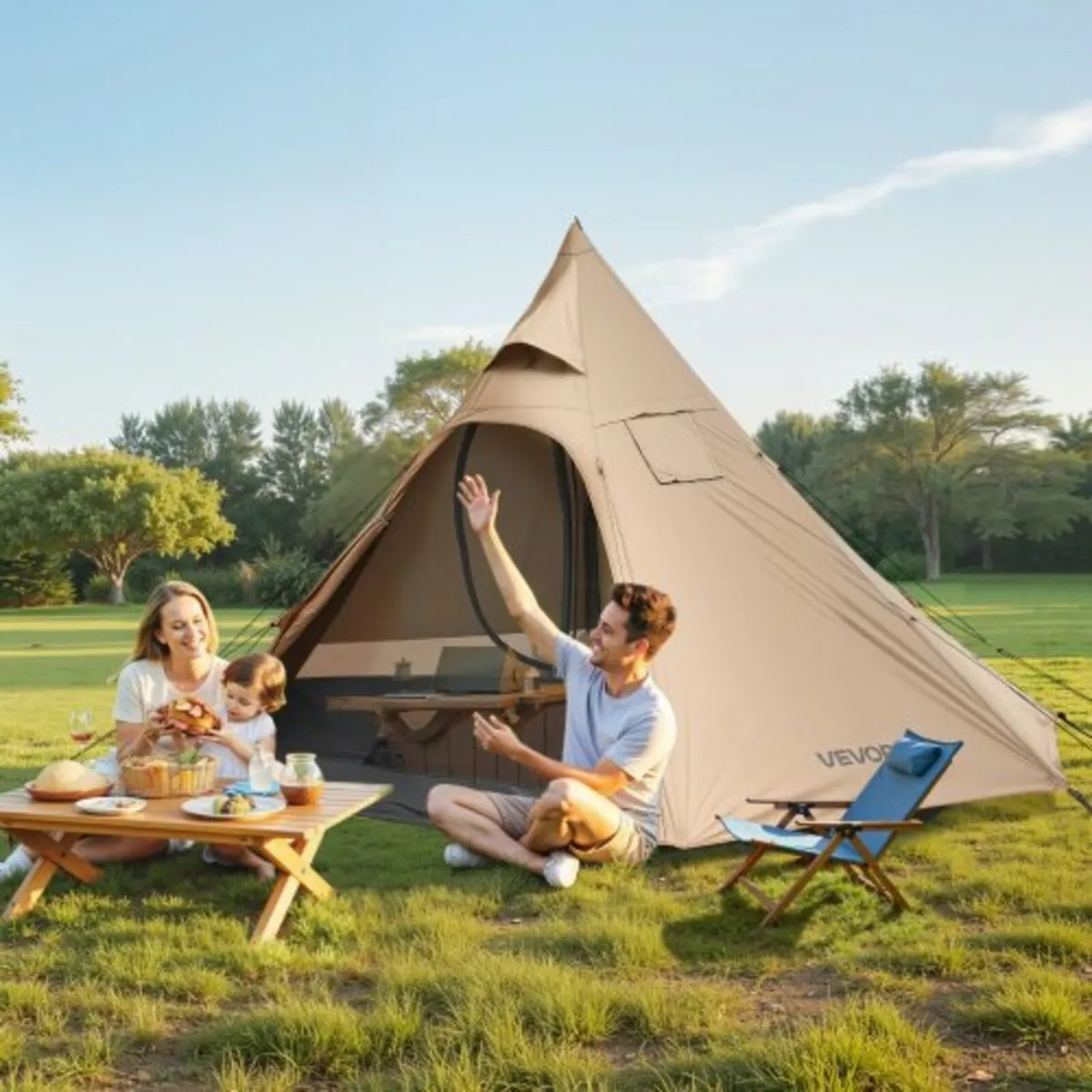 Camping Tipi Hot Tent with Stove Jack & Inner Tent - Image 3