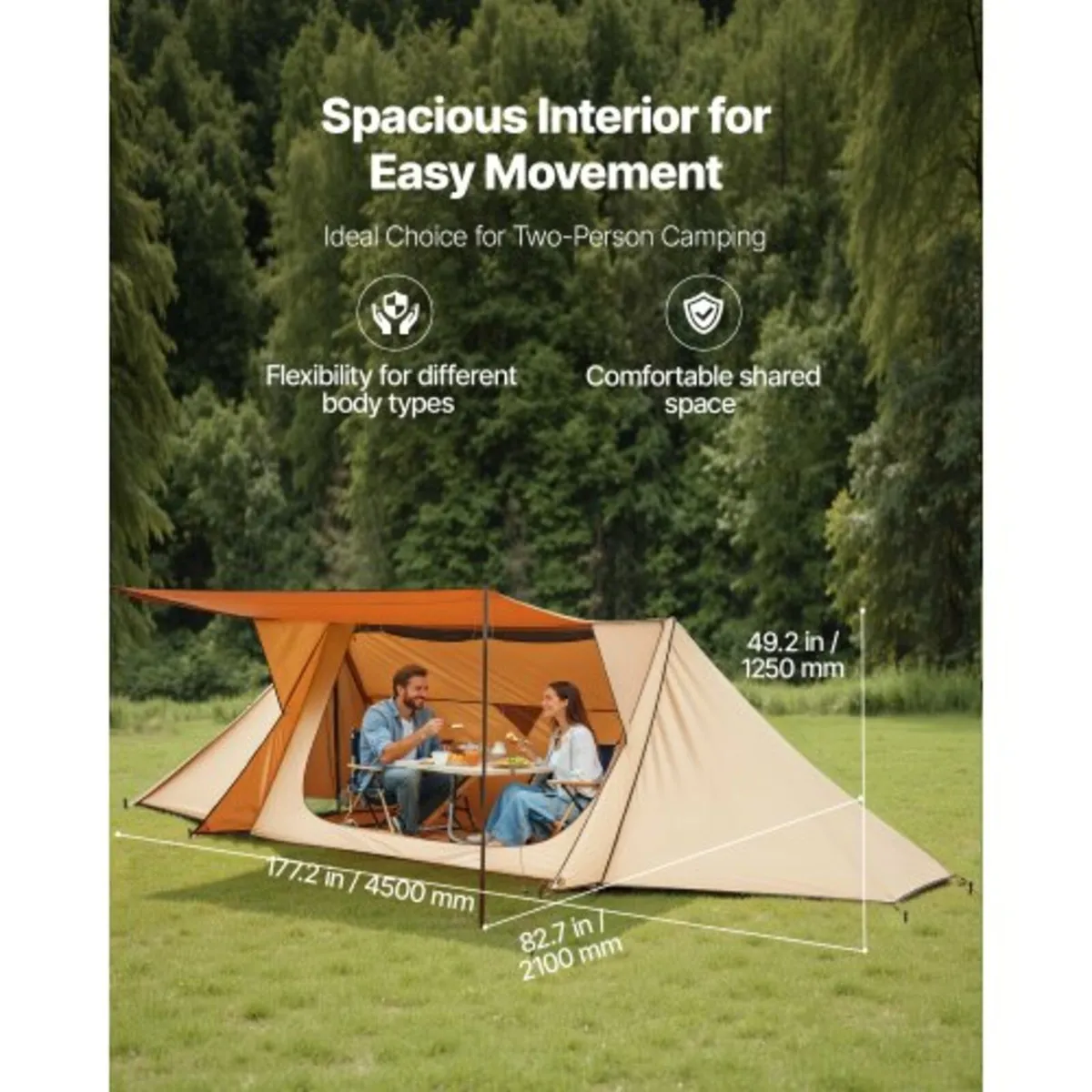 Lightweight Hot Tent with Stove Jack & 2 Tarp Pole - Image 4
